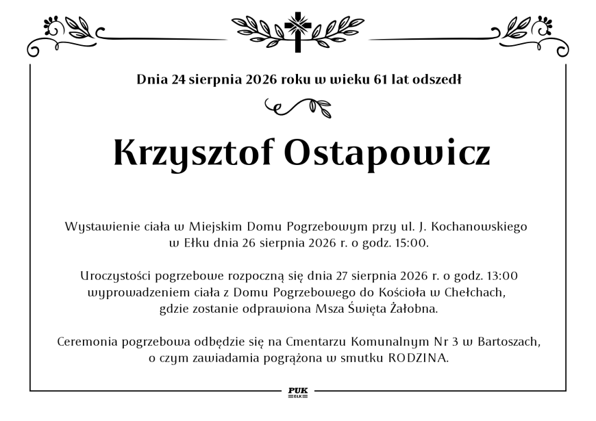 Krzysztof Ostapowicz - nekrolog